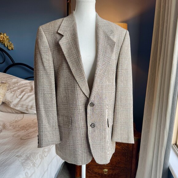 Abraham Moon Wool & Silk Tan Tweed Blazer Sports Jacket - Picture 2 of 11